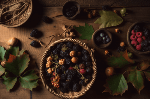 A Rustic Flat Lay of Foraged Fall Items On A Table